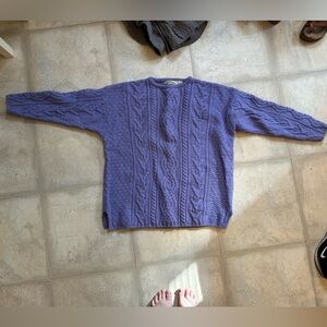 Aran Crafts Wool Purple Cable Knit Sweater